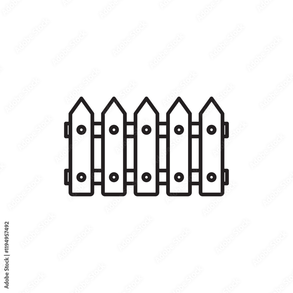Plank fence icon Flat illustration sign Plank fence icon Flat illustration sign