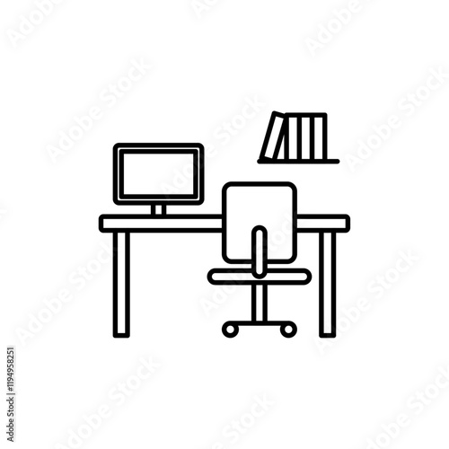 Stydy table icon Flat illustration sign photo