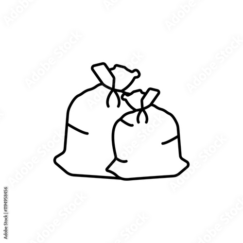 Trash bag icon Flat illustration sign