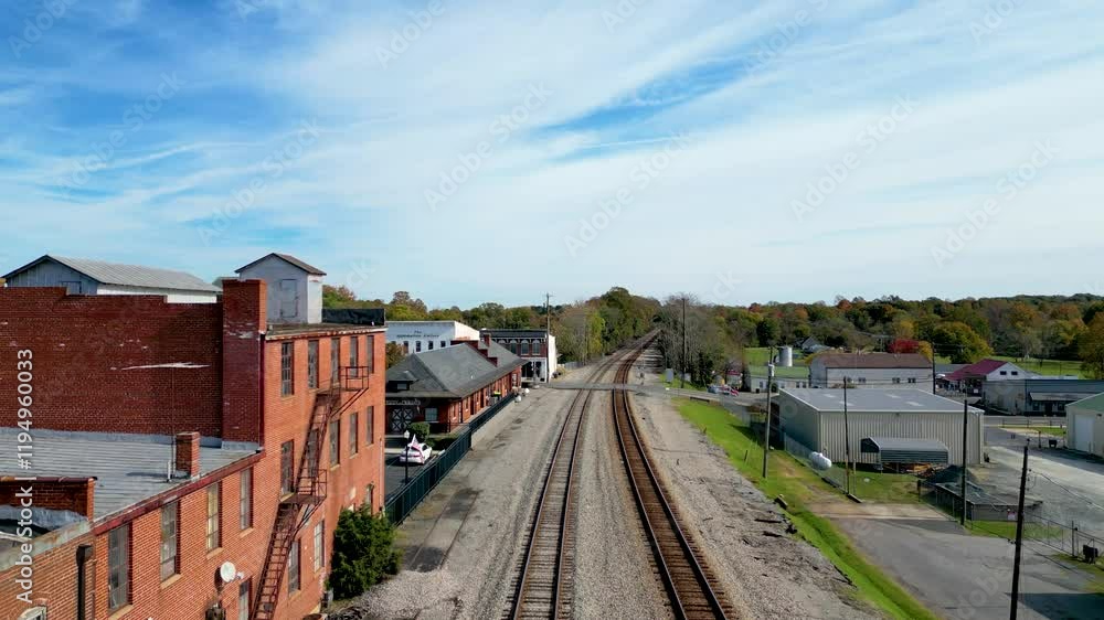 The trainline next to Appomattox in Virginia from above The trainline next to Appomattox in Virginia from above