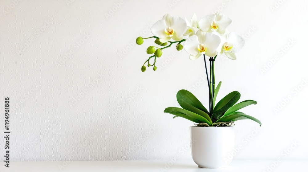Elegant White Orchid Flower Arrangement in Minimalist Pot decor Elegant White Orchid Flower Arrangement in Minimalist Pot decor