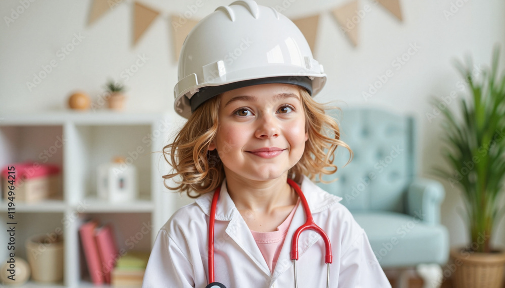 Young girl playing doctor in playroom, imaginative exploration Young girl playing doctor in playroom, imaginative exploration