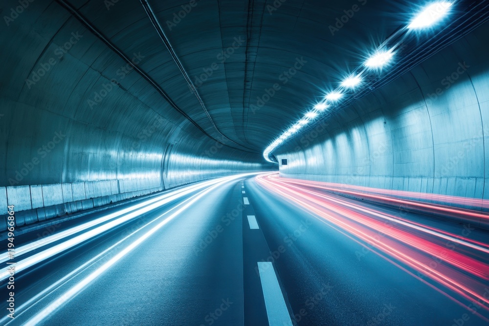 Dynamic traffic flow through an urban concrete highway tunnel city center image showcase nighttime environment long exposure viewpoint motion and speed concept Dynamic traffic flow through an urban concrete highway tunnel city center image showcase nighttime environment long exposure viewpoint motion and speed concept