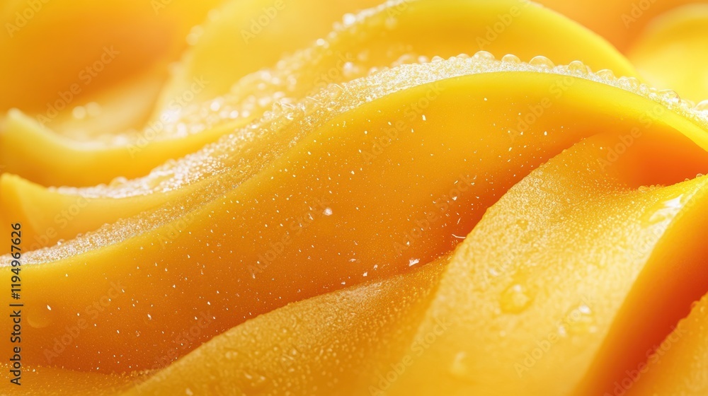 Close-up of juicy mango slices with water droplets. Close-up of juicy mango slices with water droplets.