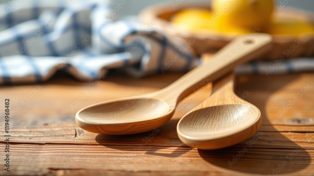 Rustic Kitchenware, Wooden Utensils, Cookbook Cover Art Rustic Kitchenware, Wooden Utensils, Cookbook Cover Art