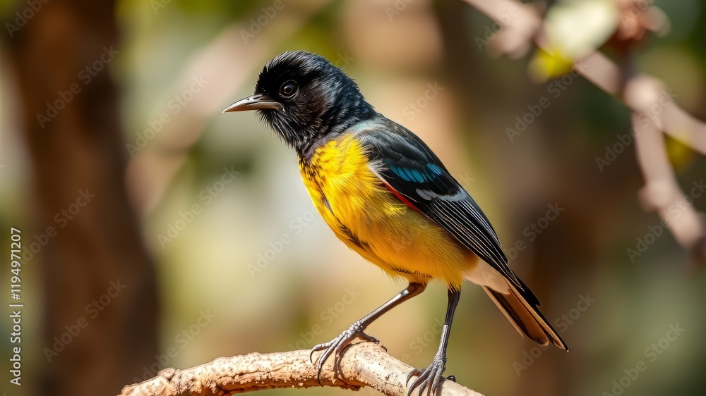 Fototapeta premium Sooty-headed Bulbul in Nature, Colorful AI Photo, Sharp Focus, Natural Behavior