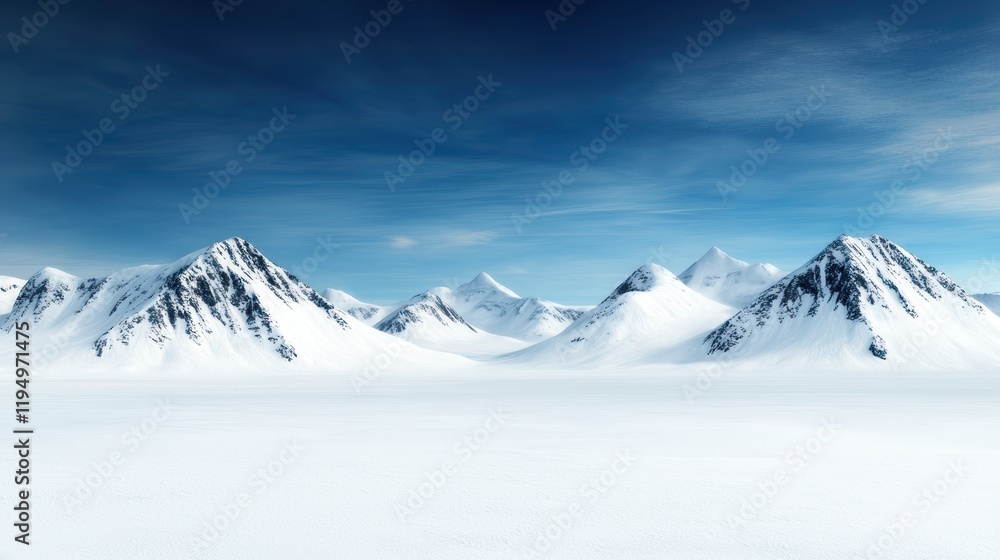 Snow-covered mountains under a clear blue sky. Snow-covered mountains under a clear blue sky.
