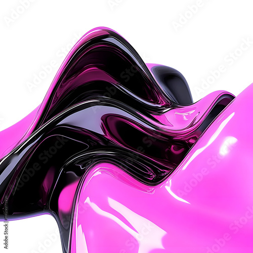 abstract pink black fluid glass isolated