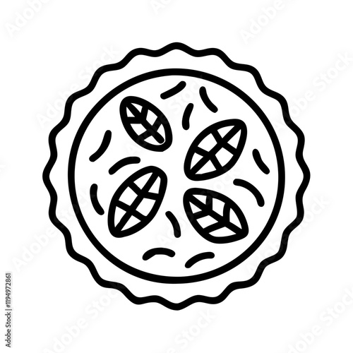 pecan pie icon, pecan pie line art - simple line art of pecan pie, perfect for pecan pie logos and icons and themed design 