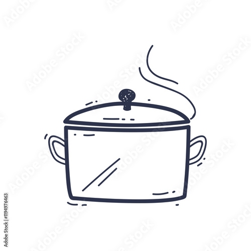 A steaming pot symbolizes warmth and cooking.