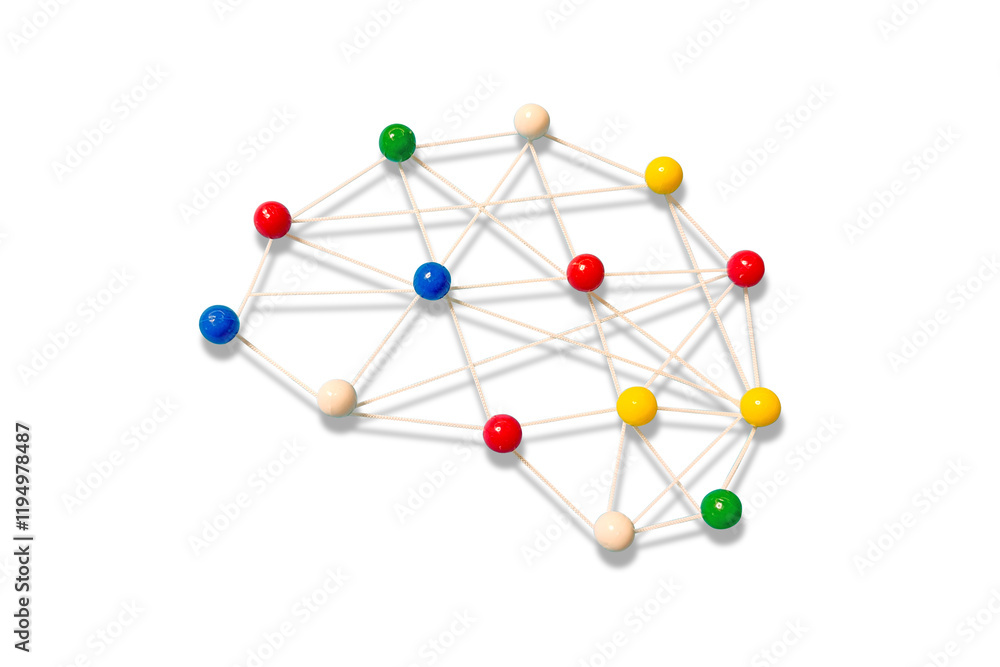 Brain outline made by strings and pins. Mental health and brainstorming concept. Brain outline made by strings and pins. Mental health and brainstorming concept.