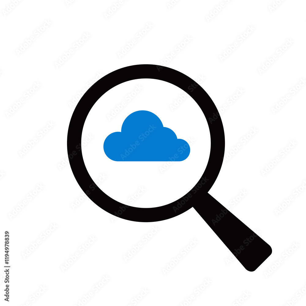 cloud search icon on transparent background cloud search icon on transparent background
