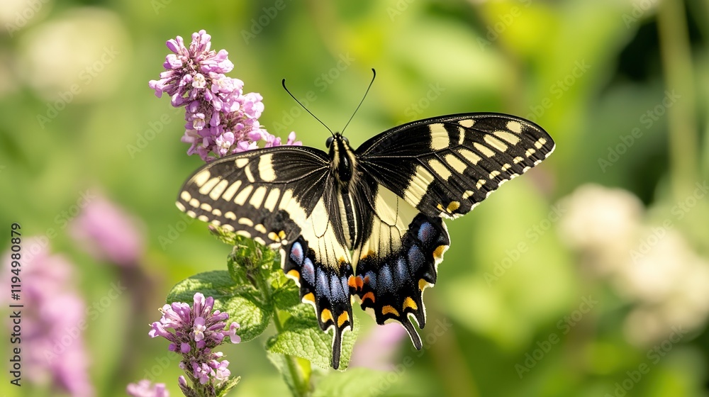Close-Up Butterfly on Flower with Blurred Floral Background and Copy Space: Blooming Spring Meadow with Wildflowers and Colorful Butterfly for Nature Wildlife Banner, Poster, and Postcard Design Close-Up Butterfly on Flower with Blurred Floral Background and Copy Space: Blooming Spring Meadow with Wildflowers and Colorful Butterfly for Nature Wildlife Banner, Poster, and Postcard Design