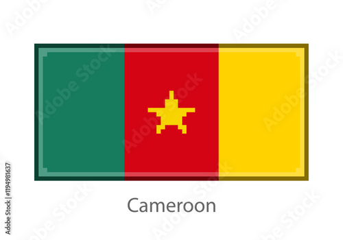 Vector illustration of the Cameroon in pixel art or mosaic style on white background. Collection of flags of the countries of the world.