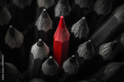 Red pencil on black background.