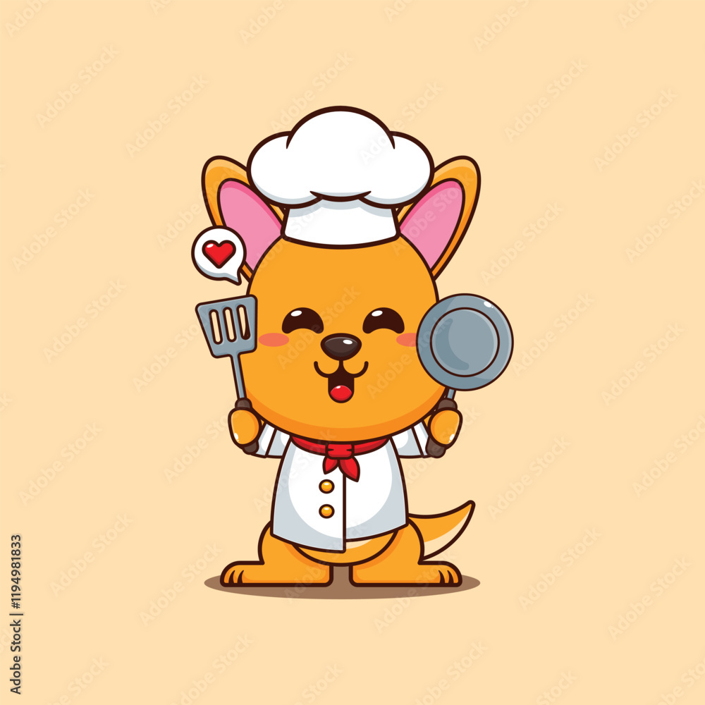 chef kangaroo mascot cartoon character. chef kangaroo mascot cartoon character.