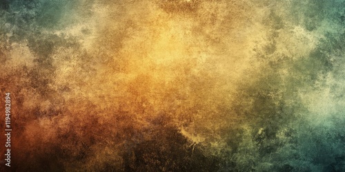 Abstract textured background showcasing a warm gradient of orange, teal, and green hues with a softly blended grunge effect and ample copyspace. photo