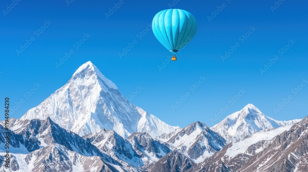 Hot Air Balloon Over Snowy Mountains Hot Air Balloon Over Snowy Mountains