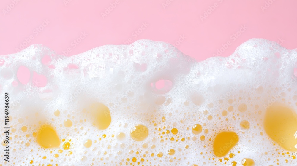 Close-Up Macro Photo of Soap Foam and Bubbles on a Pink Background: Banner with Copy Space for Laundry, Cleaning Services, Beauty, and Skin Care Concepts Close-Up Macro Photo of Soap Foam and Bubbles on a Pink Background: Banner with Copy Space for Laundry, Cleaning Services, Beauty, and Skin Care Concepts