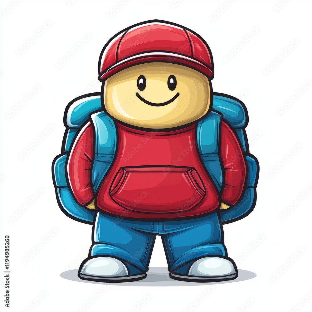 Happy Backpacker Boy Cartoon Character Illustration Happy Backpacker Boy Cartoon Character Illustration