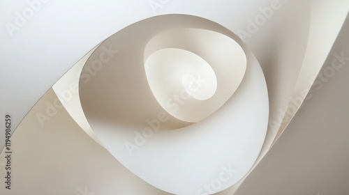 Abstract paper swirl with soft shadows and light creating a modern design