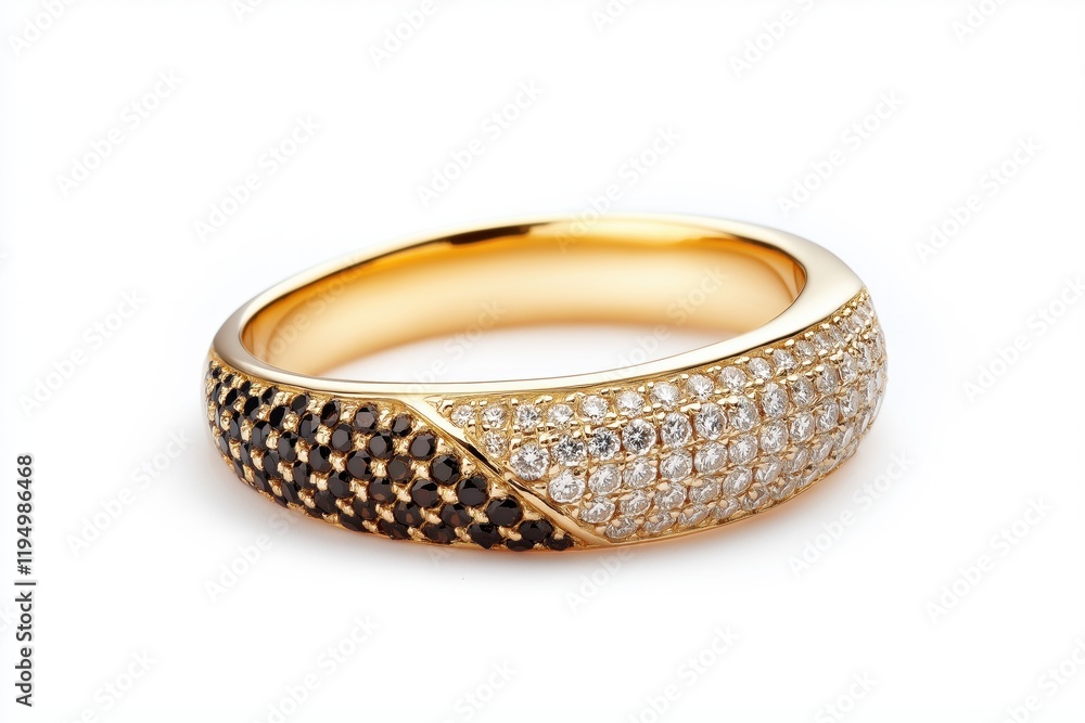 A gold and black band with a white band A gold and black band with a white band