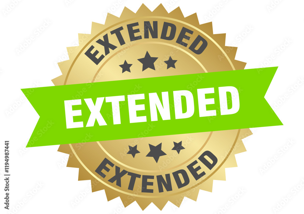 Obraz premium extended. extended round green and gold label isolated on transparent background
