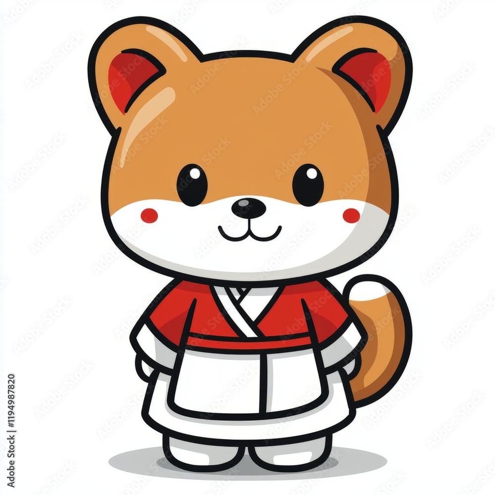 Obraz premium Adorable Fox Character Wearing Traditional Clothing