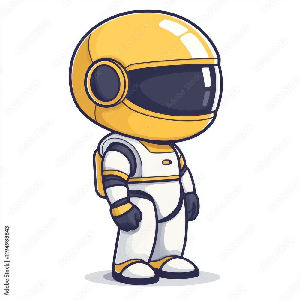 Adorable Cartoon Astronaut Wearing Yellow Helmet Adorable Cartoon Astronaut Wearing Yellow Helmet