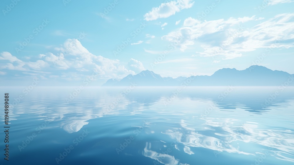 Tranquil Seascape with Gentle Waves and Soft Blue Skies at Sunrise Tranquil Seascape with Gentle Waves and Soft Blue Skies at Sunrise