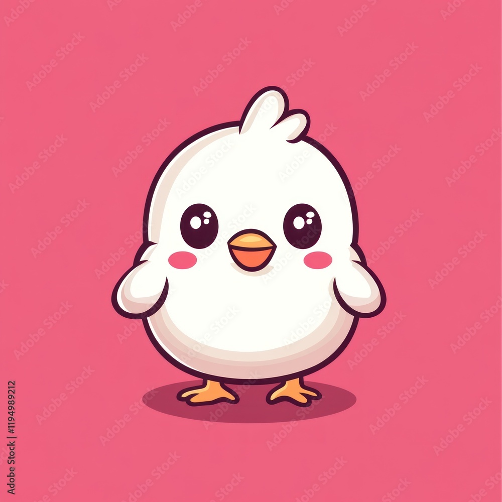 Cute cartoon chick illustration, pink background, children's book, website design Cute cartoon chick illustration, pink background, children's book, website design
