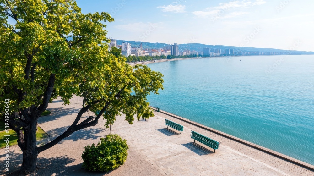 Obraz premium Tranquil Lakeside Cityscape