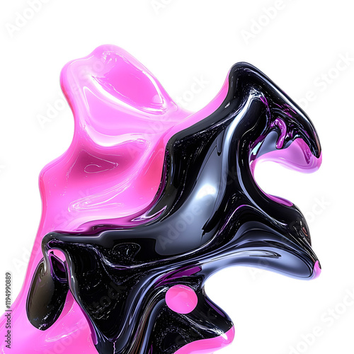 abstract pink black fluid glass isolated