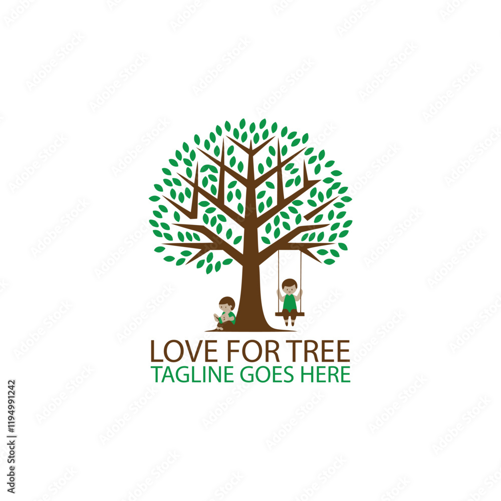 Obraz premium Love For Tree Logo Design