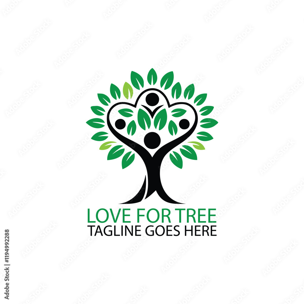 Obraz premium Love For Tree Logo Design