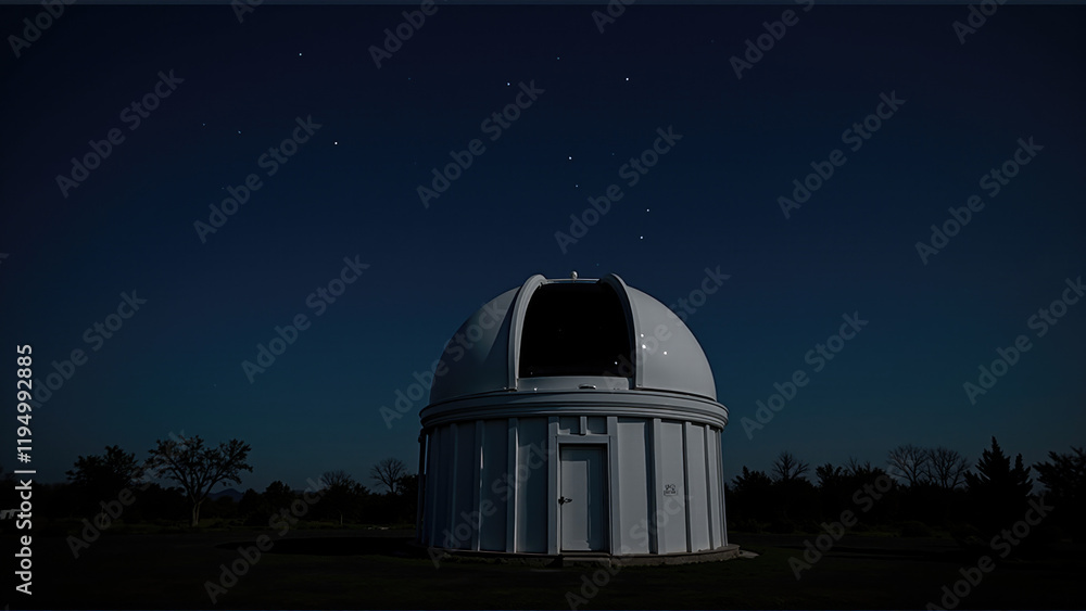 Obraz premium Dome of an observatory under a starry night sky in a serene landscape
