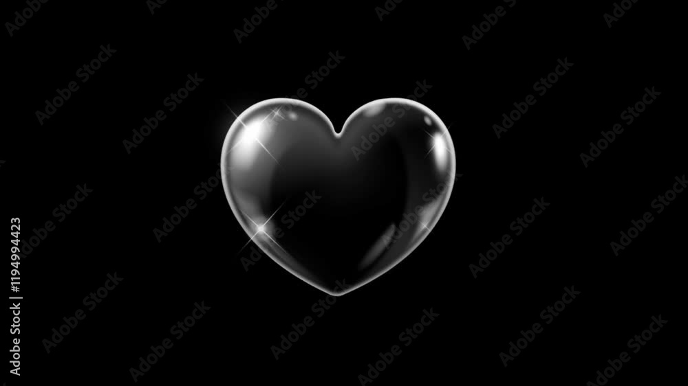 3D Heart shaped icon. Heart animation on black background 3D Heart shaped icon. Heart animation on black background