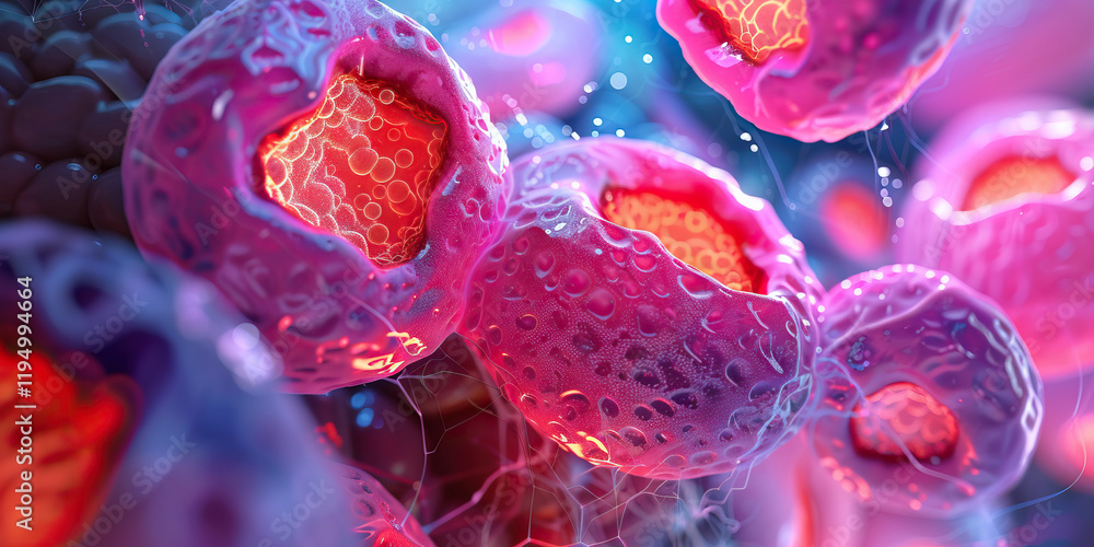 Fototapeta premium Digital Microscopic Rendering of Interconnected Cells