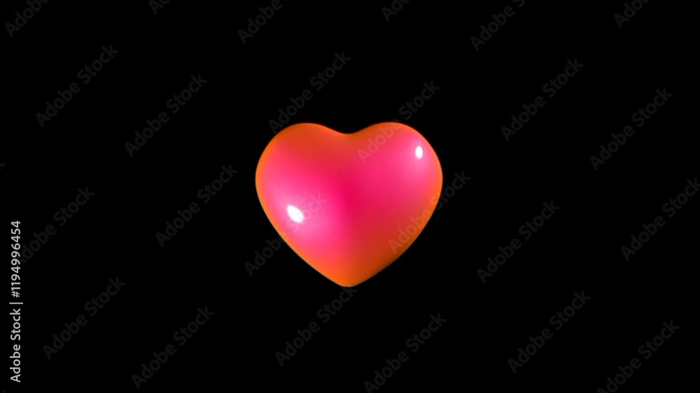 Red heart 3d animation. Romantic love greeting present soft texture on black background Red heart 3d animation. Romantic love greeting present soft texture on black background