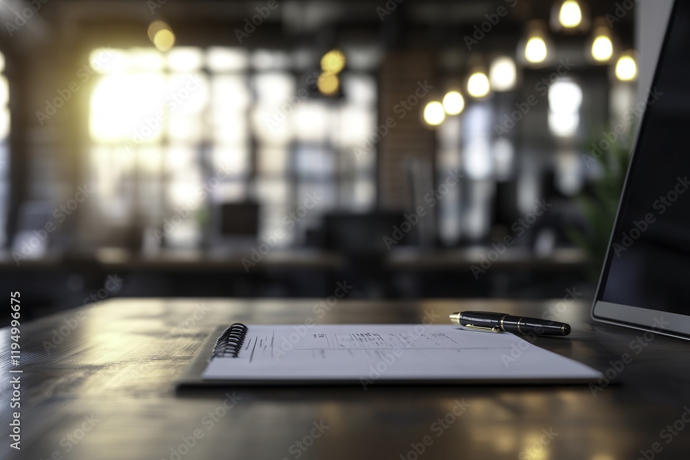 Financial Report on Desk with Pen in Modern Office Financial Report on Desk with Pen in Modern Office