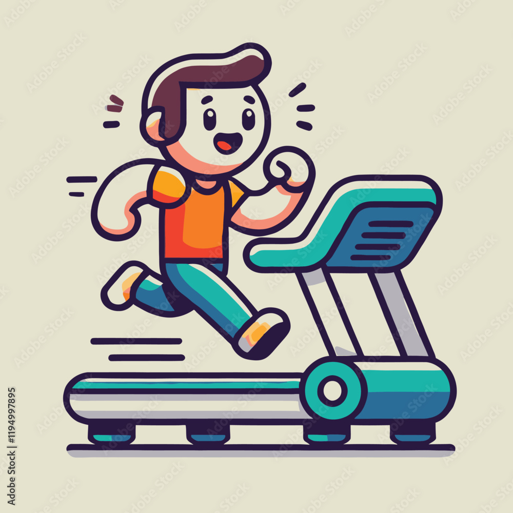 illustration of a happy person enjoying a workout on a treadmill illustration of a happy person enjoying a workout on a treadmill