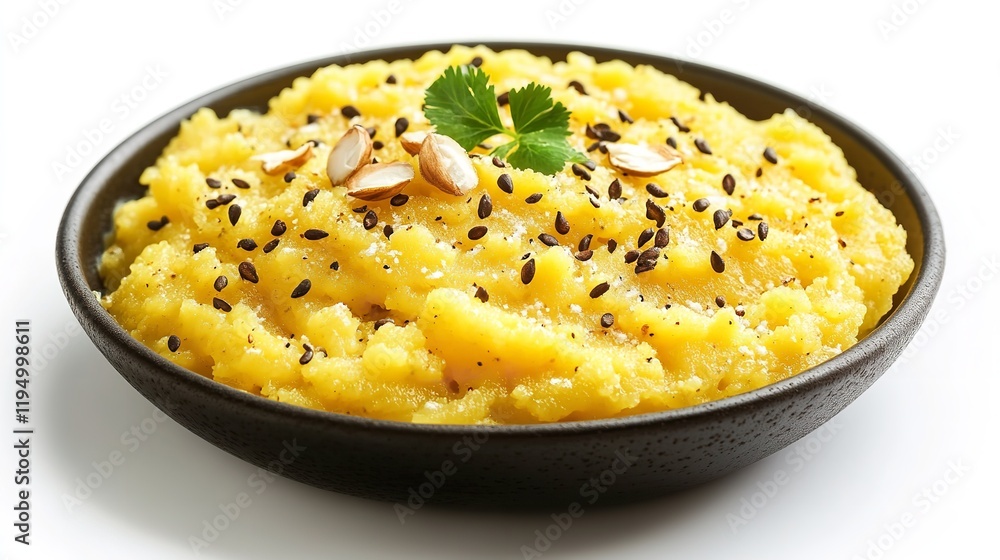 Plate of tasty Moong dal ka Halwa with on white background Plate of tasty Moong dal ka Halwa with on white background