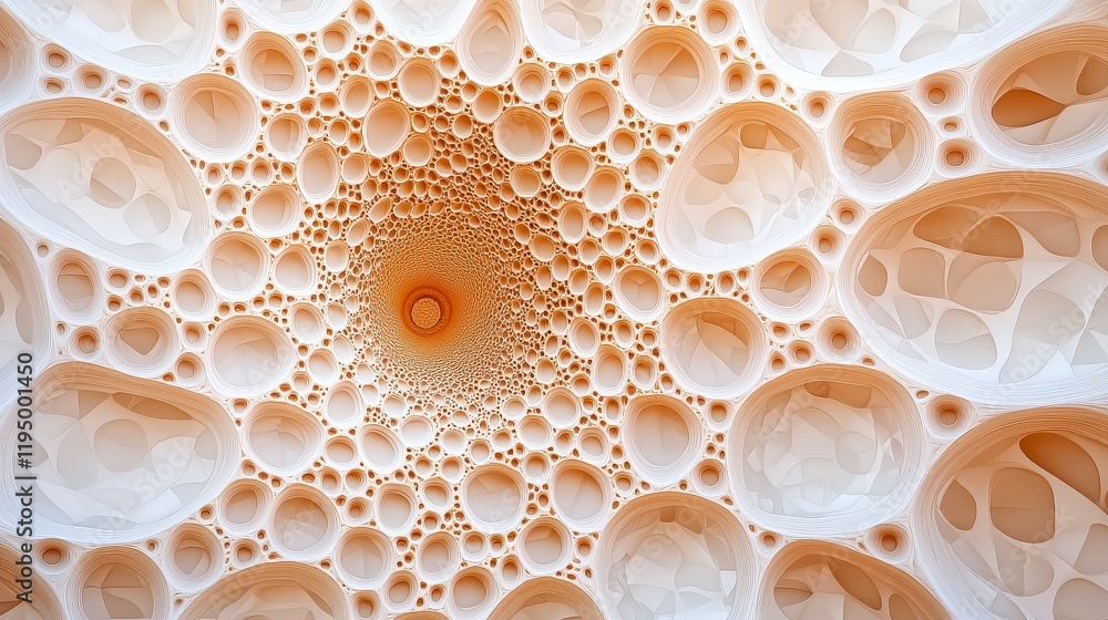 Abstract Spiral Pattern of Soft Spheres in Warm Tones with Depth and Complexity in a Unique Design Abstract Spiral Pattern of Soft Spheres in Warm Tones with Depth and Complexity in a Unique Design