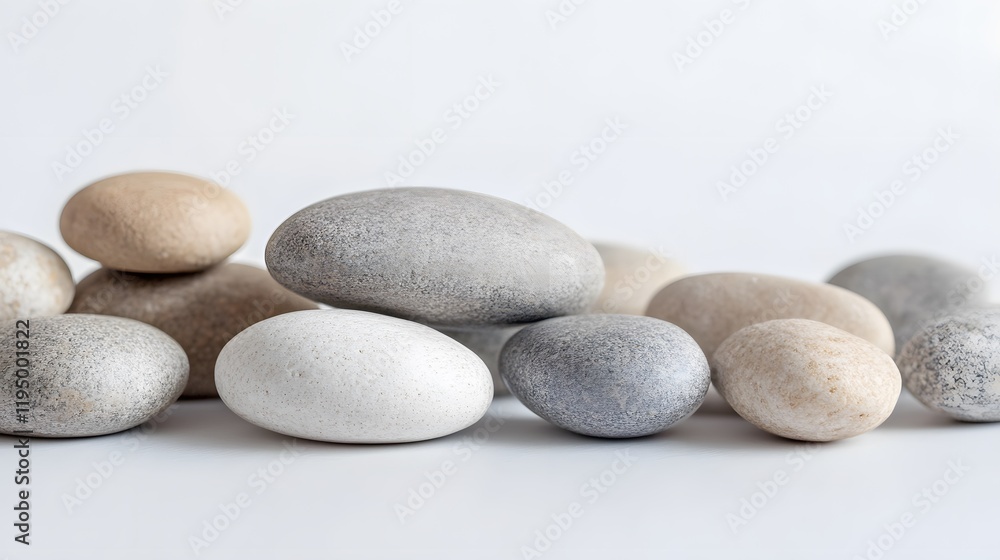 Smooth river stones arranged aesthetically, light-colored pebbles showcasing natural textures and colors, perfect for decoration. Smooth river stones arranged aesthetically, light-colored pebbles showcasing natural textures and colors, perfect for decoration.