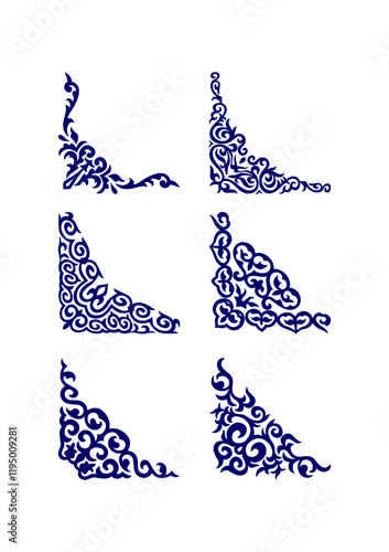  set of ornaments, 6 corners, vector