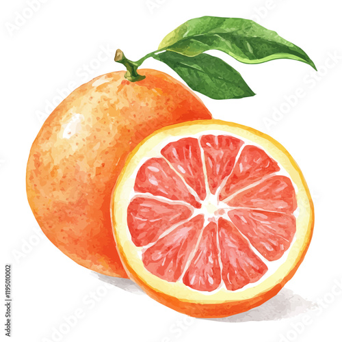 A watercolor clipart of Grapefruit, isolated on a white background. Grapefruit vector.
