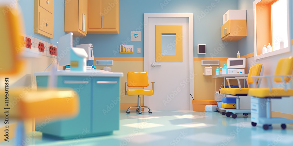 Stylized 3D Rendering of a Pediatric Examination Room Stylized 3D Rendering of a Pediatric Examination Room