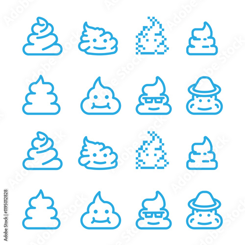 set of poop icon isolated on white background