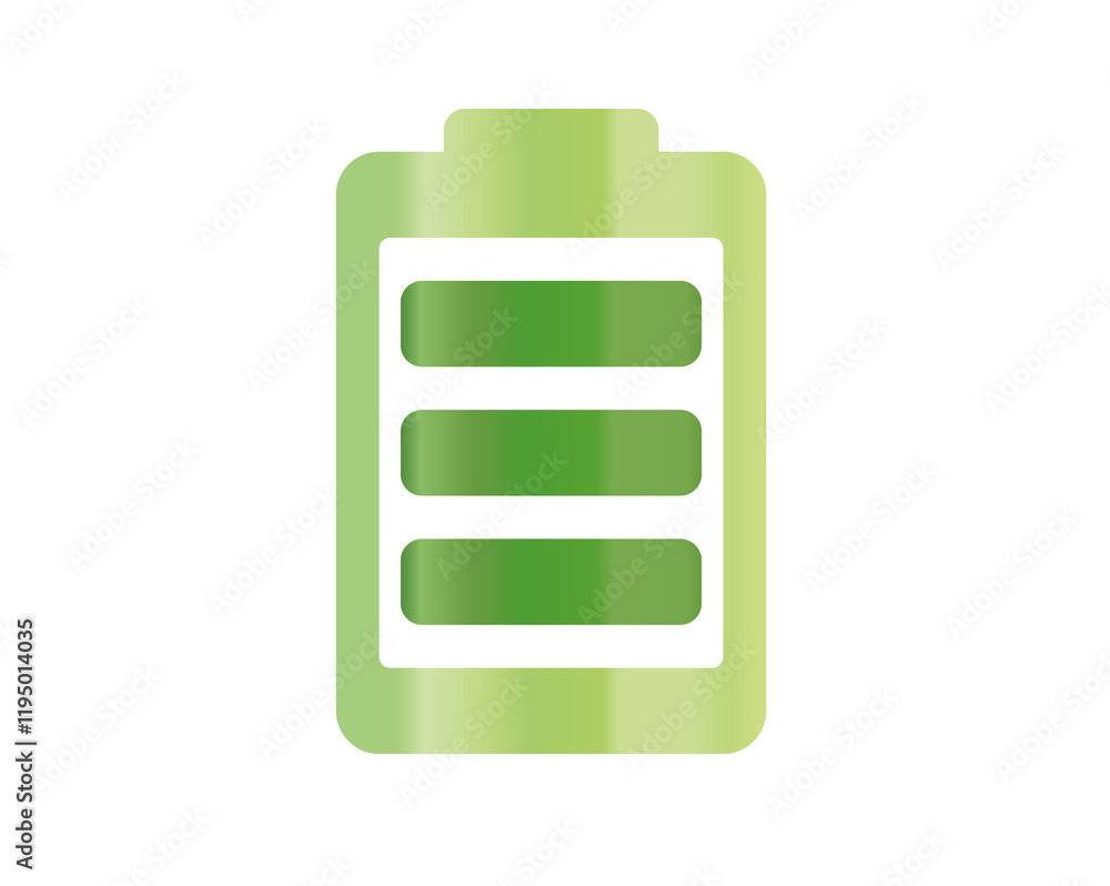 Green cylinder recharging battery cell icon with bolt, plus, minus symbol Green cylinder recharging battery cell icon with bolt, plus, minus symbol