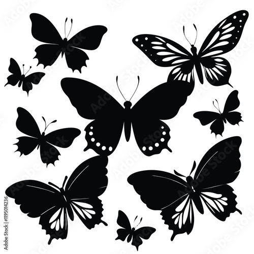 set of butterflies